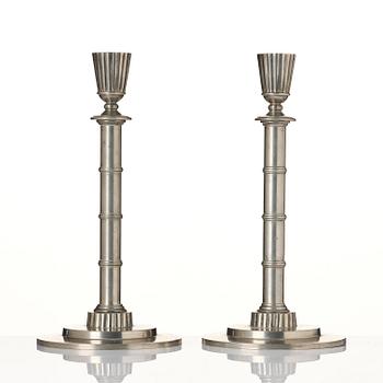 Erik Fleming, a pair of pewter candlesticks, Norrahammars Tenn, 1930.
