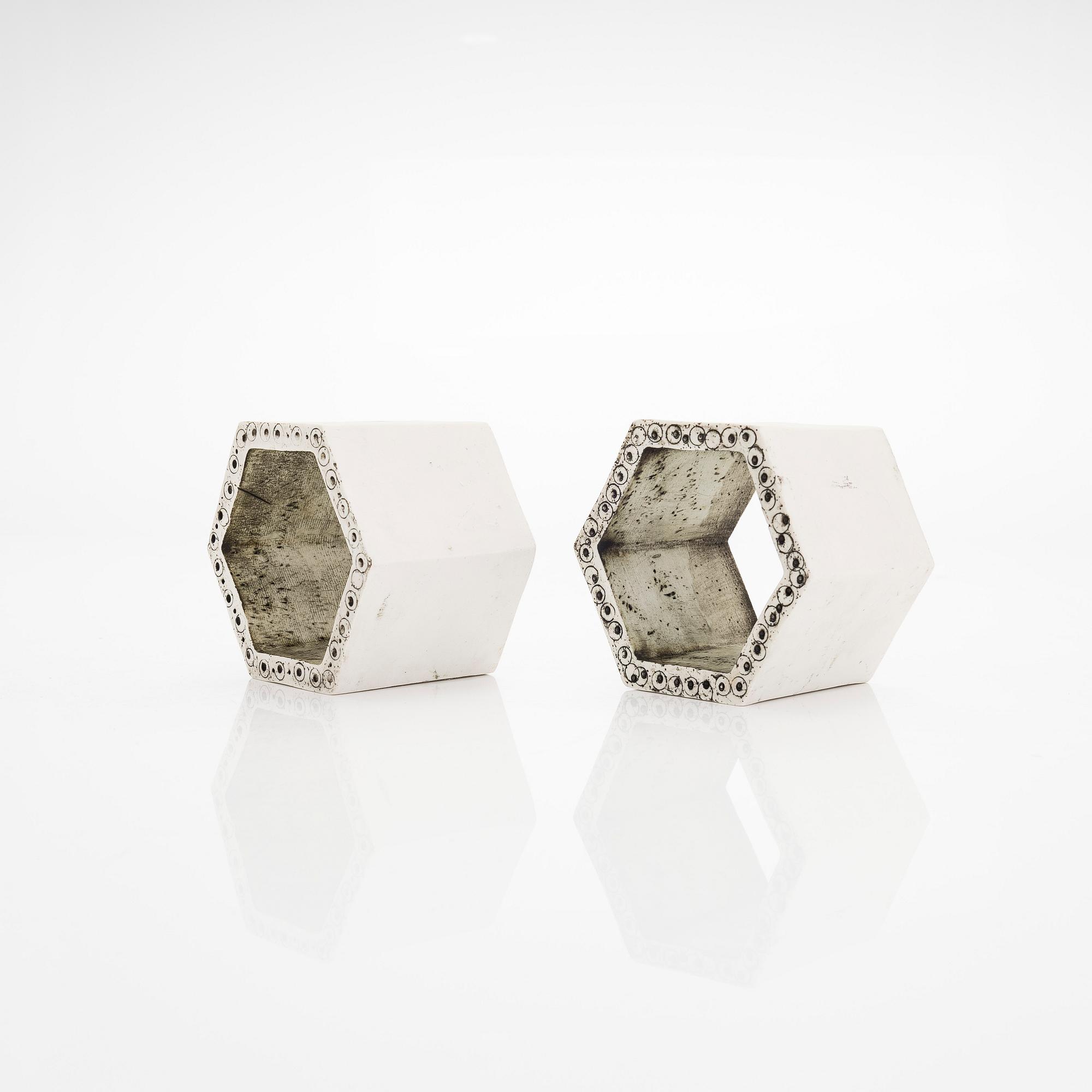 Rut Bryk, A set of two late 1950s 'Hexagon' stoneware tiles for Arabia.