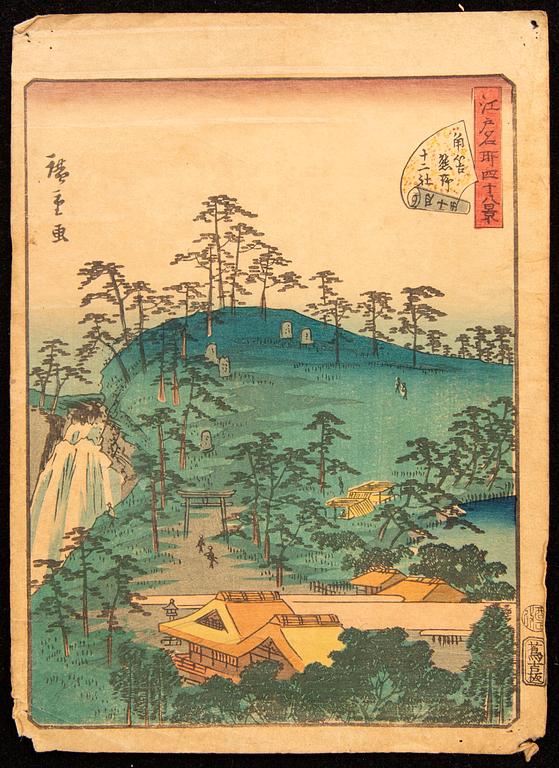 Ando Utagawa Hiroshige, färgträsnitt, Japan, 1800-tal.