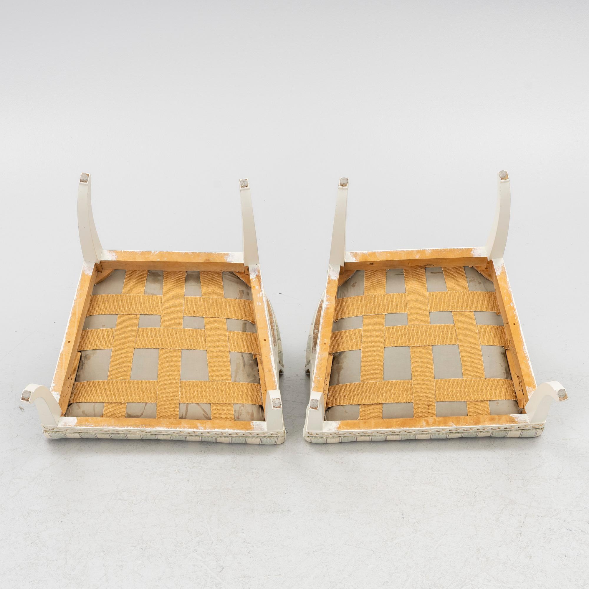 A pair of late-Gustavian armchairs, Sweden, 20th century.