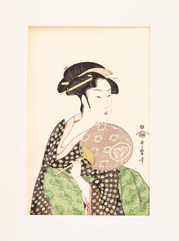 Kitagawa Utamaro, efter, färgträsnitt, 6st, Japan, 1900-talets andra hälft.