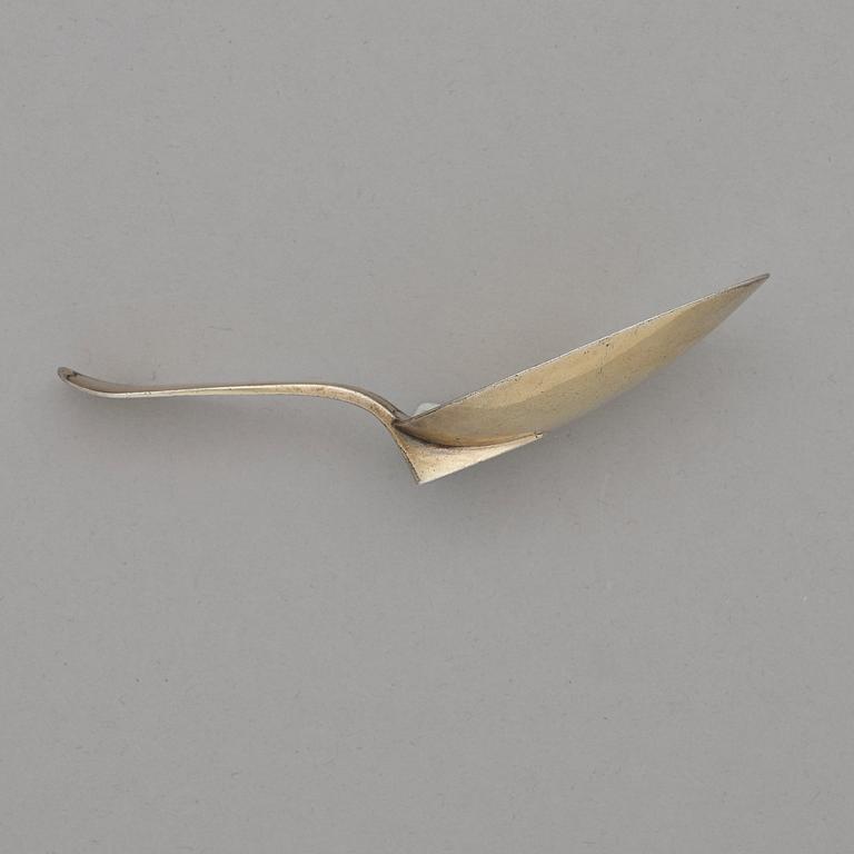 A Swedish early 19th century silver-gilt medicin-spoon, mark of Gustaf Folcker, Stockholm 1816.