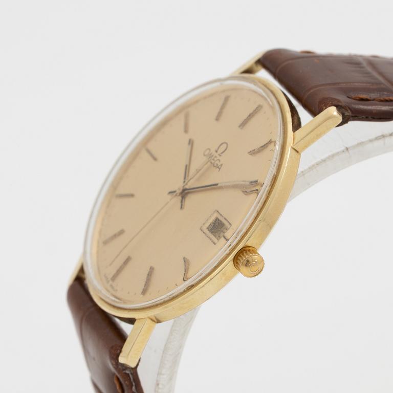 Omega, armbandsur, 14K guld, 33,5 mm.