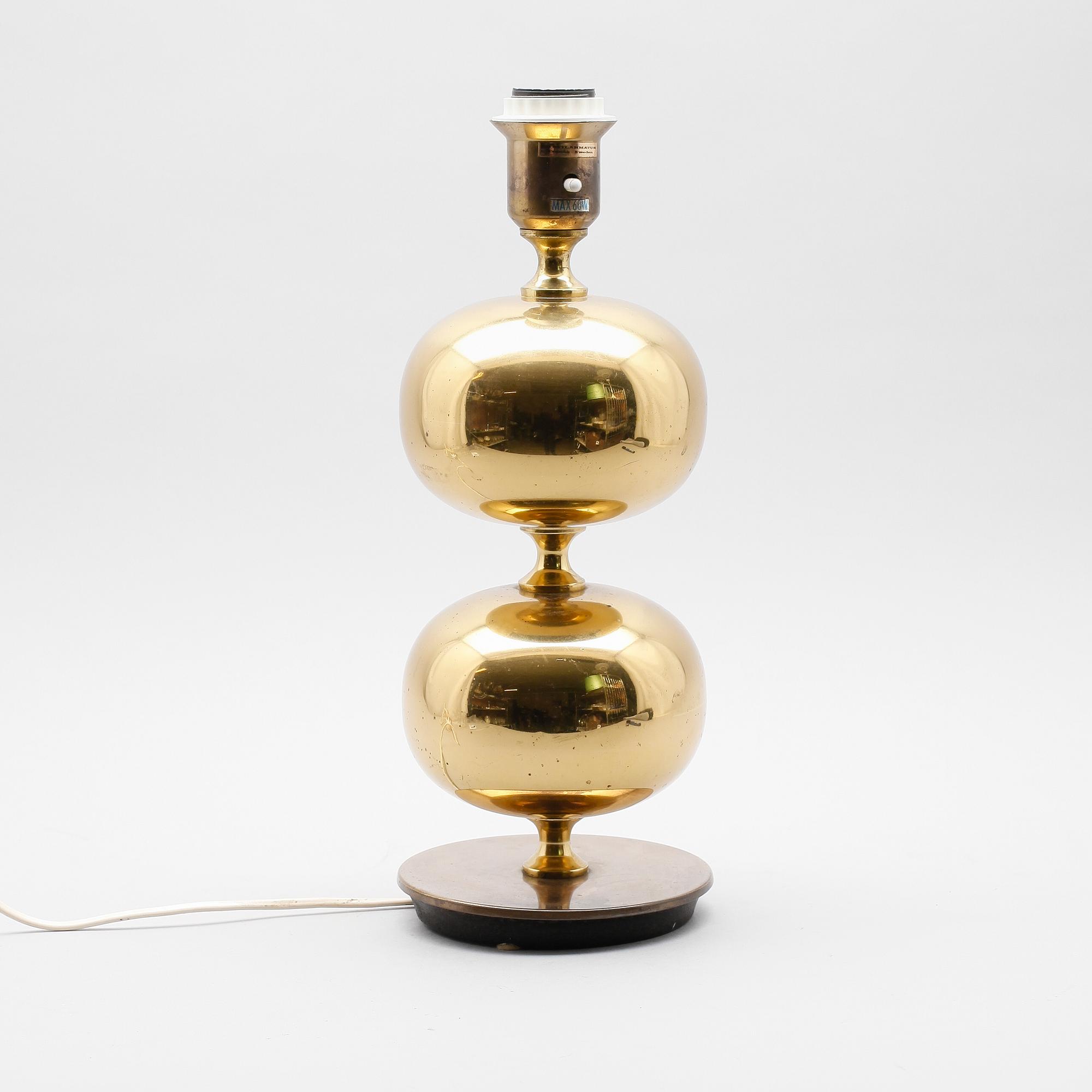 BORDSLAMPA, mässing, AB Stilarmatur, Tranås, 1900-talets andra hälft.