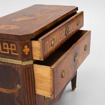 A Gustavian rosewood marquetry and gilt brass-mounted commode in the manner of G. Foltiern, late 18th century.