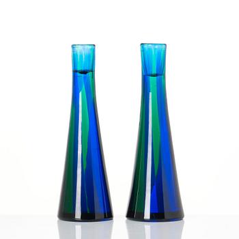 Paolo Venini, a pair of candlesticks, Venini, Murano, Italy, probably 1950s, model 4809.