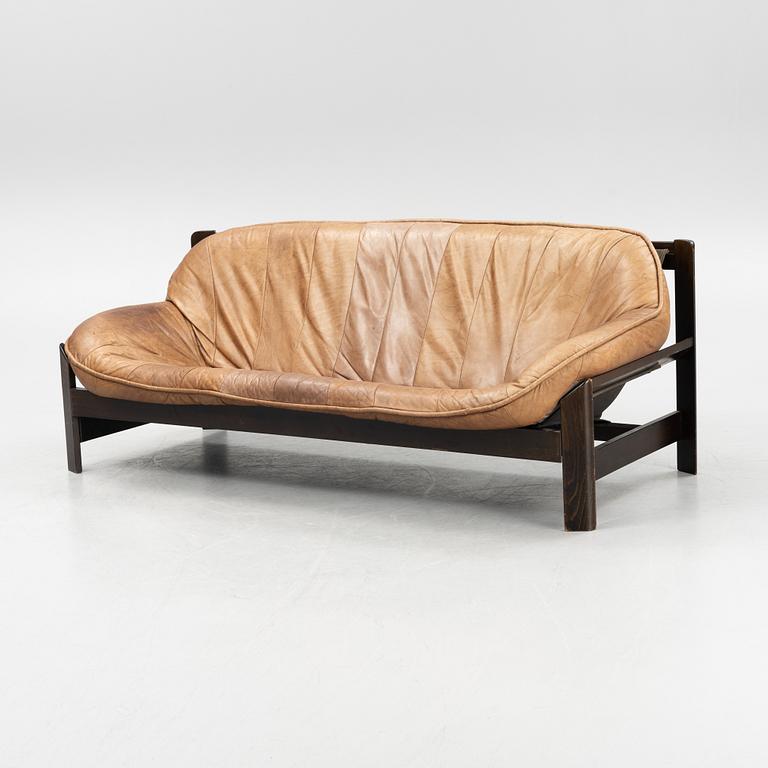 A leather upholstered sofa, later part of the 20th Century.