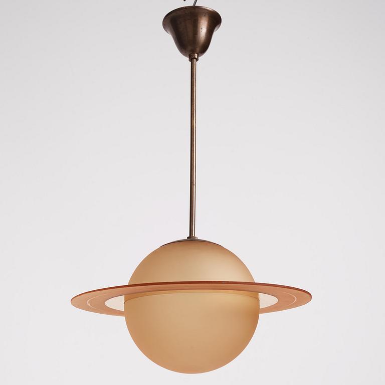 Edward Hald, a "Saturnus" ceiling lamp model "HD 602", Orrefors, 1930s.