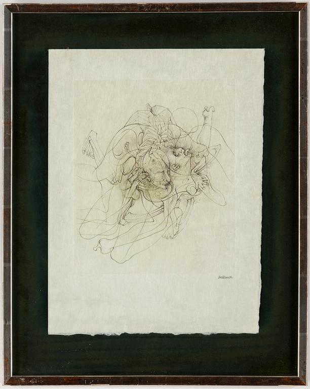 HANS BELLMER, 2 färgetsningar, 1968, signerad med blyerts.