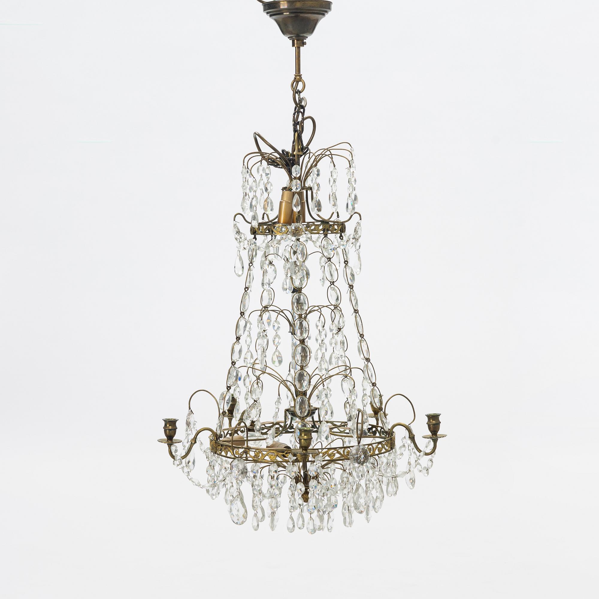 A Gustavian style chandelier, mid 20th Century.