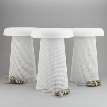 Three Jens Fager table lamps,  Mesh, Zero.