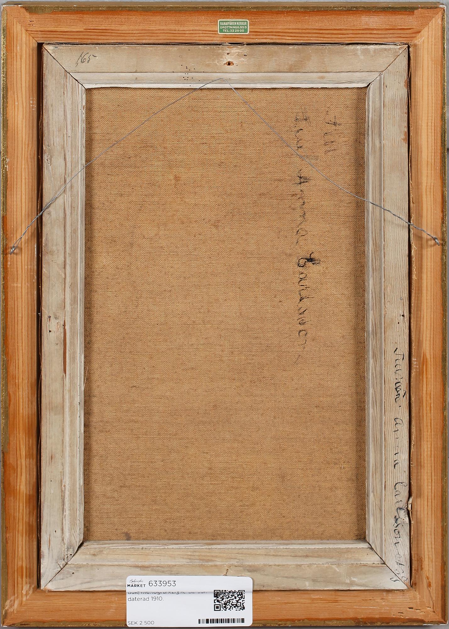 OKÄND KONSTNÄR, olja på duk, monogramsignerad och daterad 1910.
