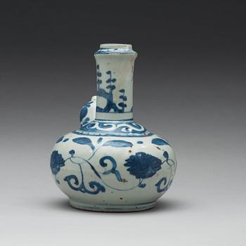 A blue and white kendi, Ming dynasty, (1368-1644).