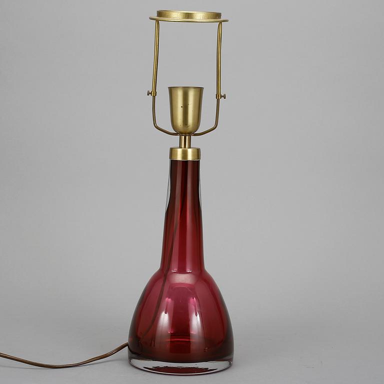 BORDSLAMPA, glas, Carl Fagerlund, Orrefors, 1950-60-tal.