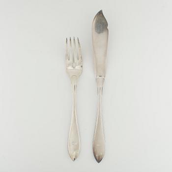 FISKBESTICK, nysilver, 28 st, 1900-talets första hälft.