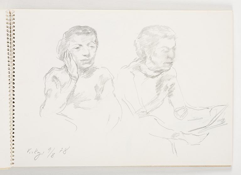 Lotte Laserstein, 3 skissblock med teckningar.