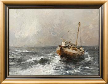 Hugo Öfverström, Translation: "Fishing boat at sea".