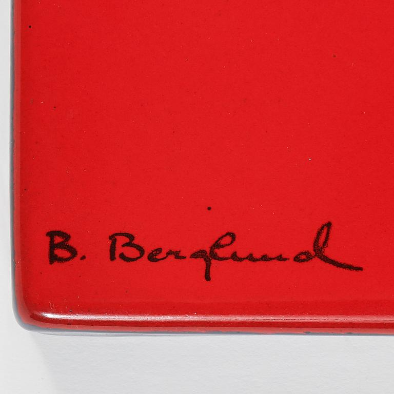 VÄGGPLATTA, emalj på plåt. Bengt Berglund, Gustavsberg 1965.
