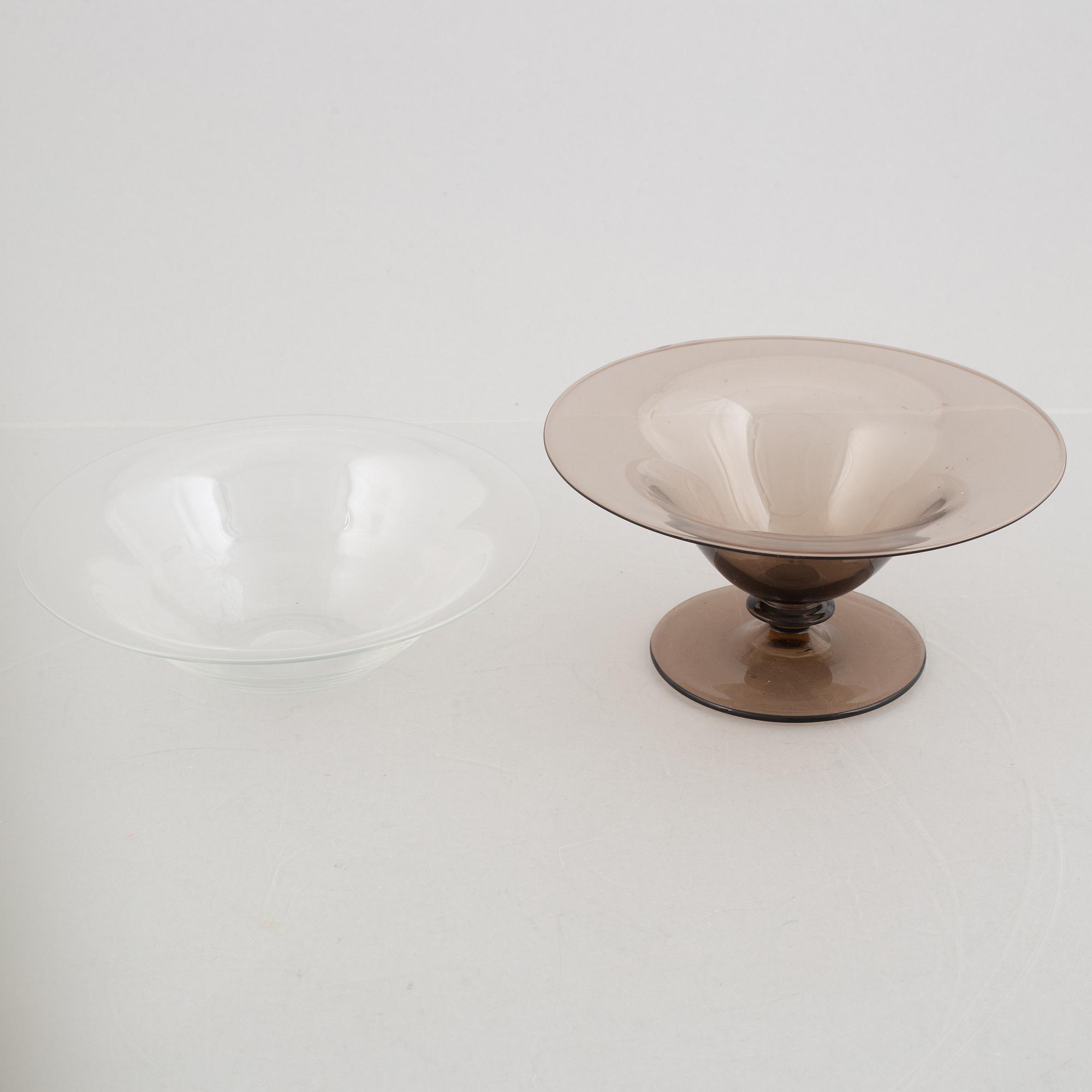 Edward Hald, seven pieces of glass, Sandvik/Orrefors, Sweden.
