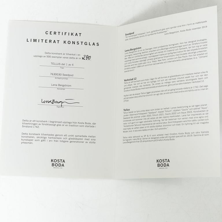 Lena Bergström, "Seedpod", from the series "Tellus", Kosta Boda.