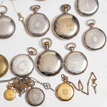 Collection of pocket watches, 63 pieces, "No reserve", various materials.