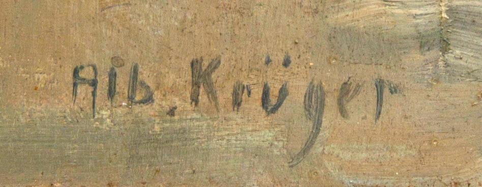 Albert Krüger, a signed oil on board.