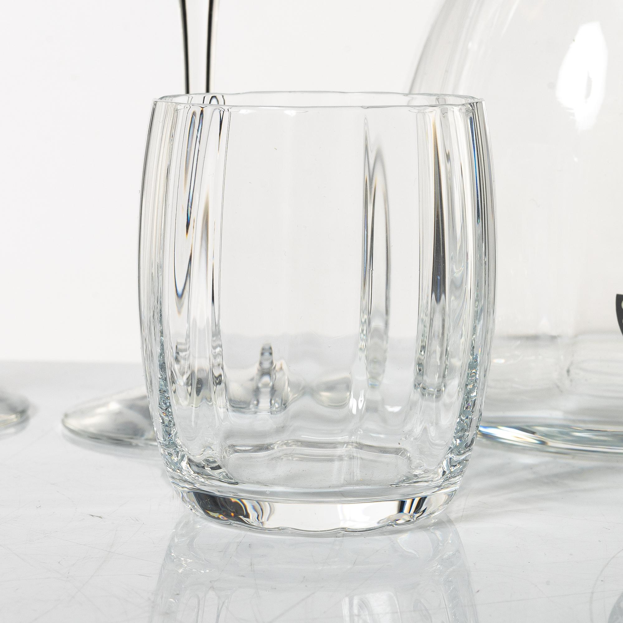 Gunnar Cyrén, glasservis, 67 delar, "Optica", Orrefors.