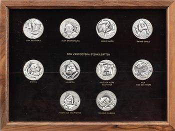 MEDALJSAMLING, 60 st, silver, "Sverige och dess regenter under 1000 år", Sporrong AB 1976-79. Silvervikt ca 2800 gram.