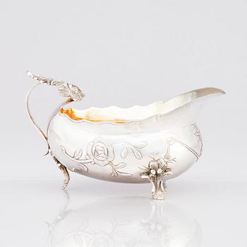 A Swedish 18th Century parcel-gilt cream-jug, mark of Erik Ernander, Uppsala 1779.