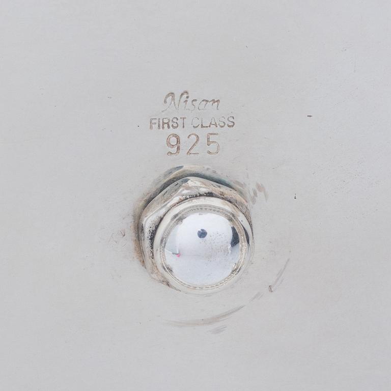 Table centerpiece, sterling silver and glass, late 20th century.