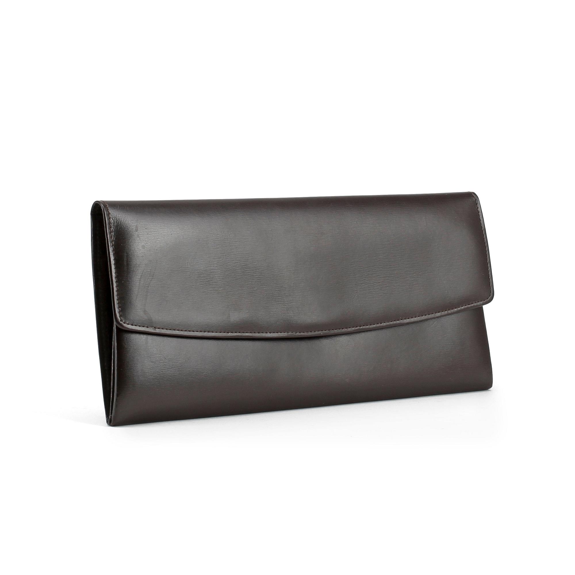 CHRISTIAN DIOR, a brown calf leather clutch / evening bag.