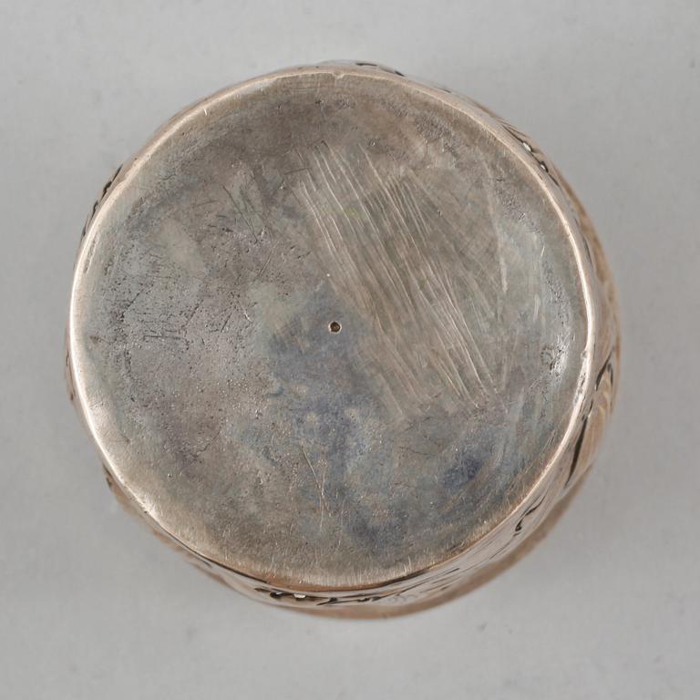 BÄGARE, silver, troligen 1700-tal. Vikt 110 gram.