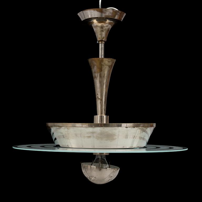 An Art Deco ceiling light, 1920 / 1930s. Height ca 60 cm.