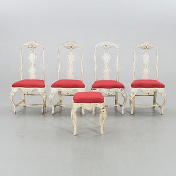 4 CHAIRS AND A STOOL. ROCOCO/ROCOCO STYLE.