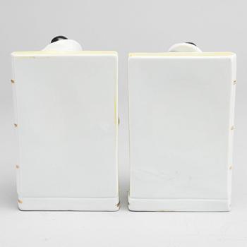 Art Deco pair of porcelain PIERROT PIERRETTE Bookends.