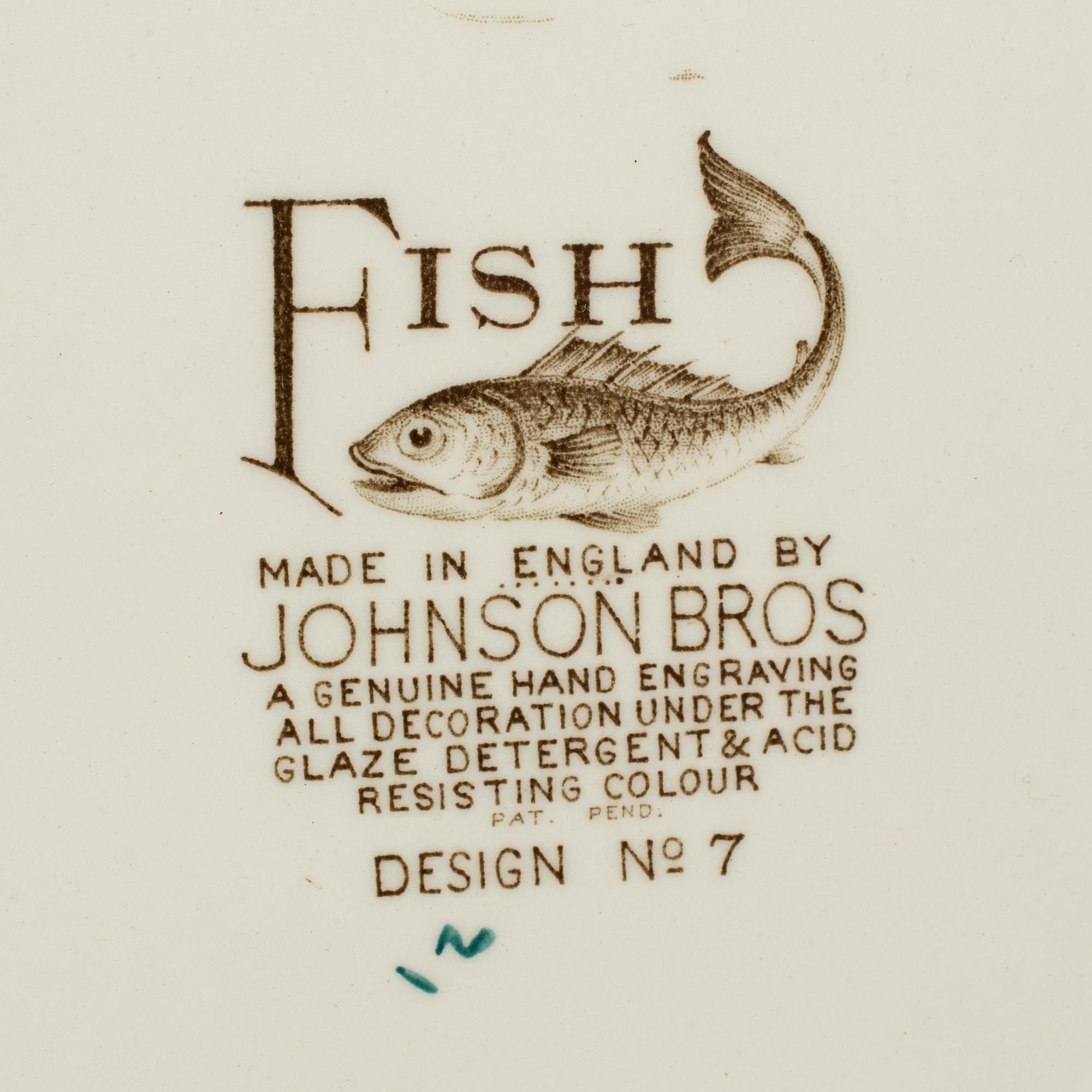 MATSERVIS, 14 delar, "Fish", Johnson Bros, porslin, 1900-talets andra hälft.
