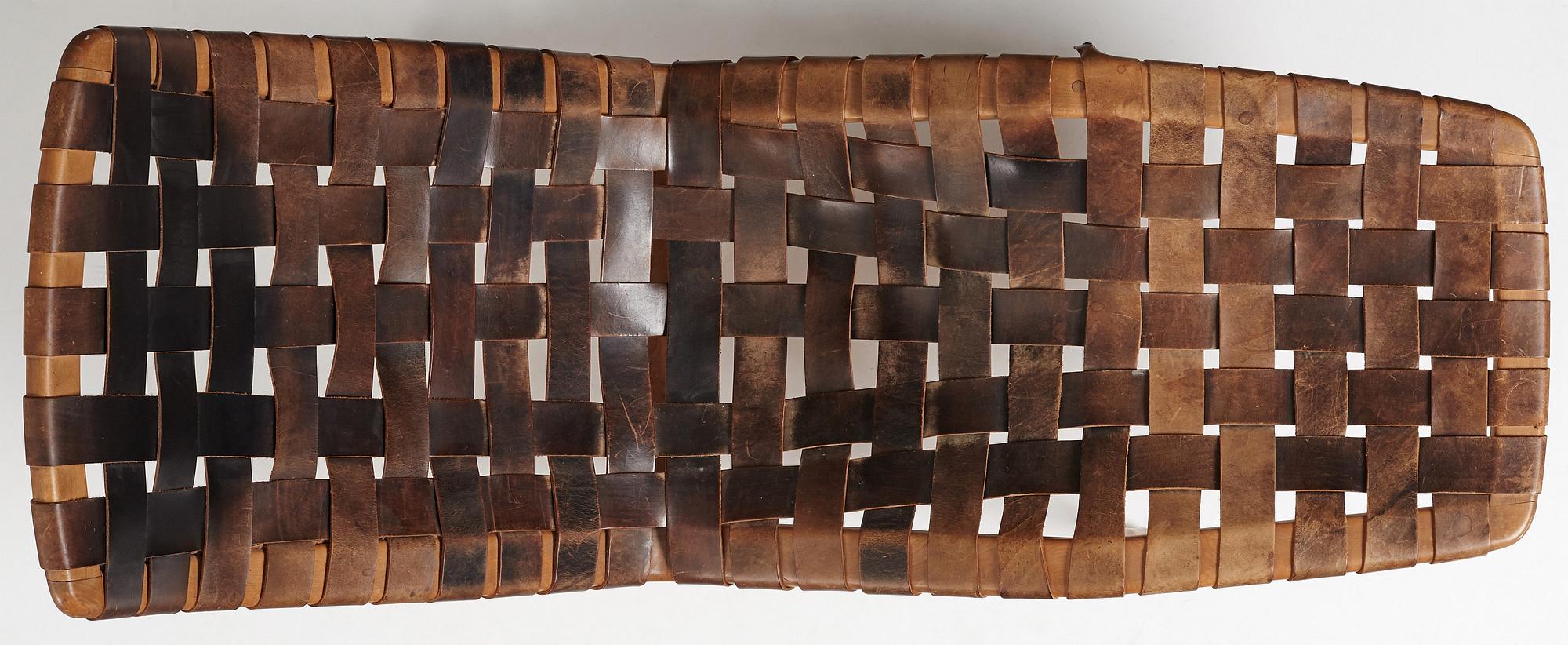Arne Vodder, a teak chaise longue with black leather straps, Bovirke Denmark 1950's.