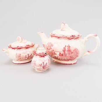 A 157-piece tableware set of 'Bengali, red', Swedish Rörstrand creamware of the 1940s.