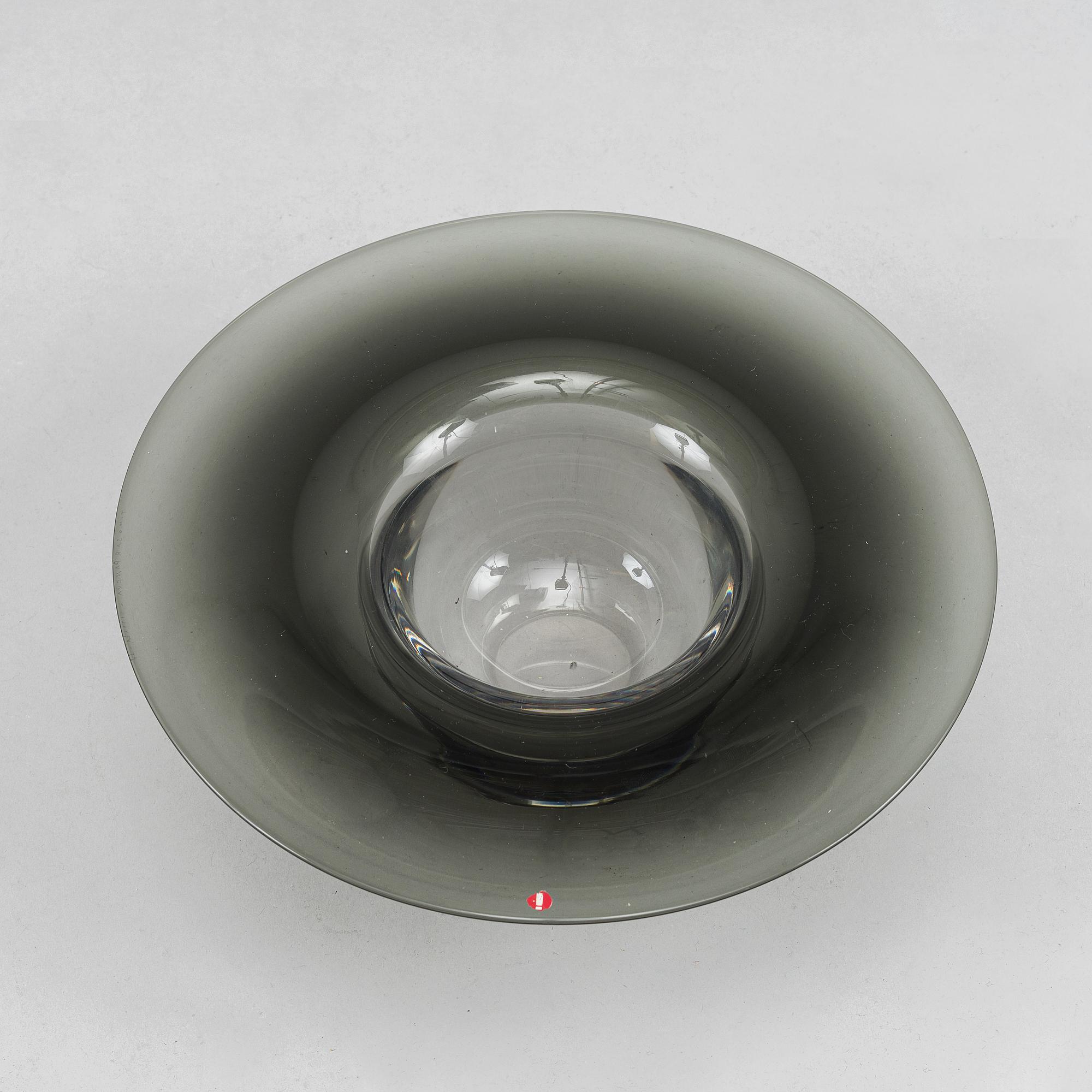 Timo Sarpaneva, a 'Cardinal's hat' glass bowl, Iittala, signed and dated -57.