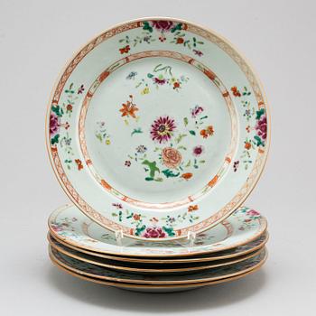 Six famille rose plates, Qing dynasty, Qianlong (1736-95).