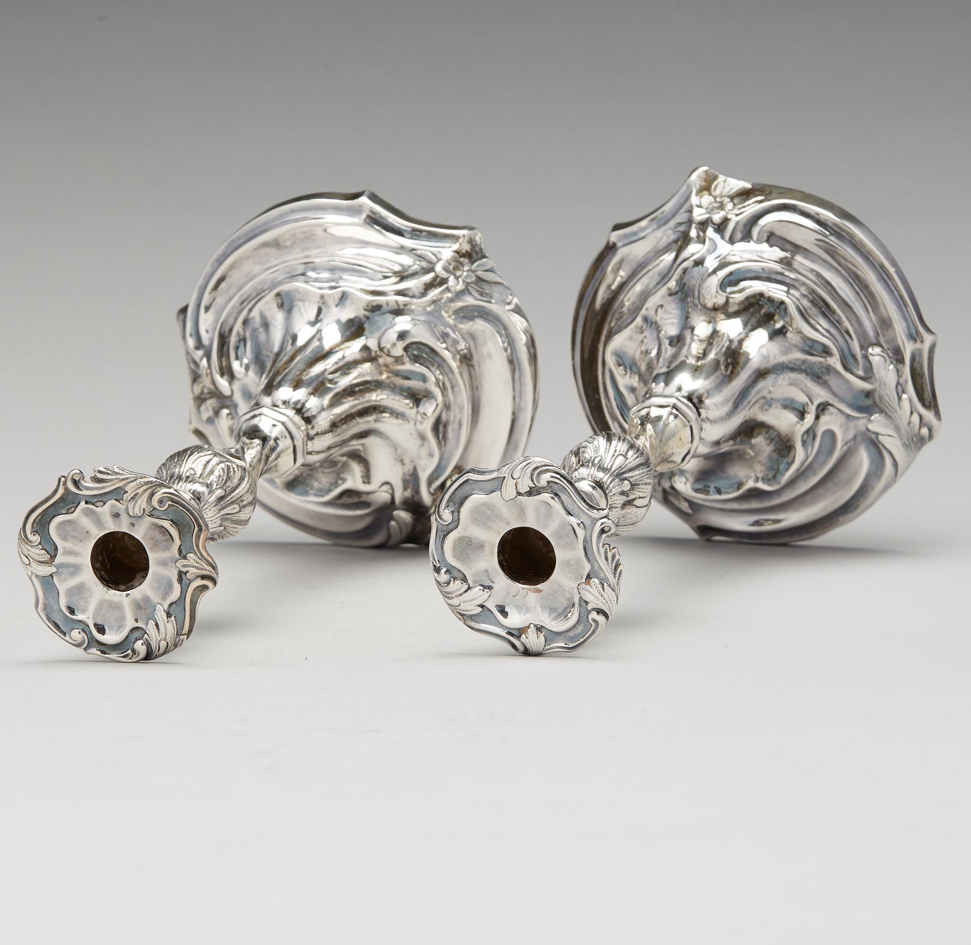 Carl Fahlberg, ljusstakar, ett par, silver, Uppsala 1765. Rokoko.
