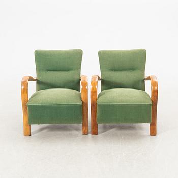 Armchairs, a pair, 1940s.