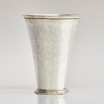 A Swedish early 18th century parcel-gilt silver beaker, mark of Johan Lund, Stockholm 1714.