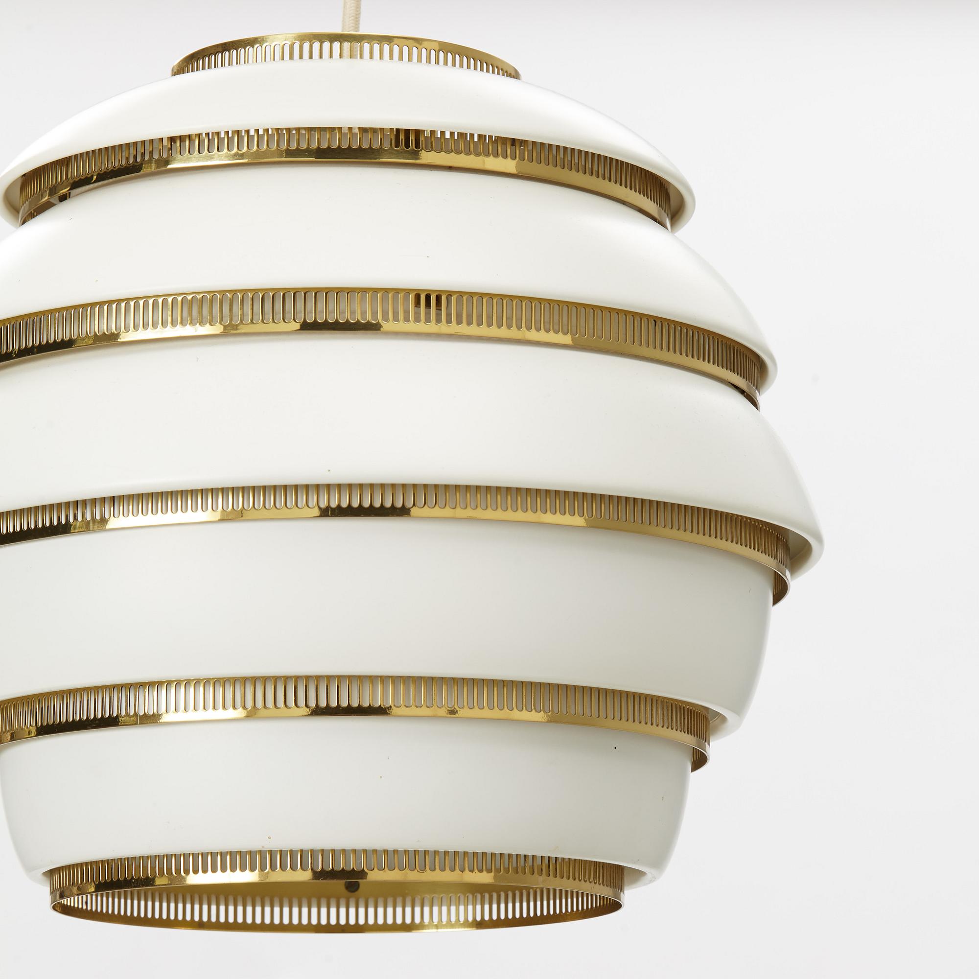 Alvar Aalto, a model A331, "Beehive" ceiling lamp, Valaisinpaja, Finland.