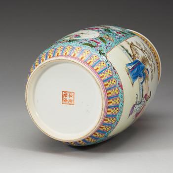 A famille rose vase, 20th Century, with Qianlong four character mark.