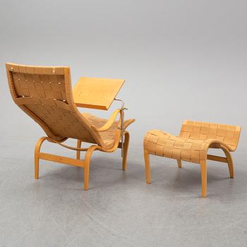 Bruno Mathsson, a 'Pernilla' armchair and a stool, Karl Mathsson, Värnamo, 1950's/60's.