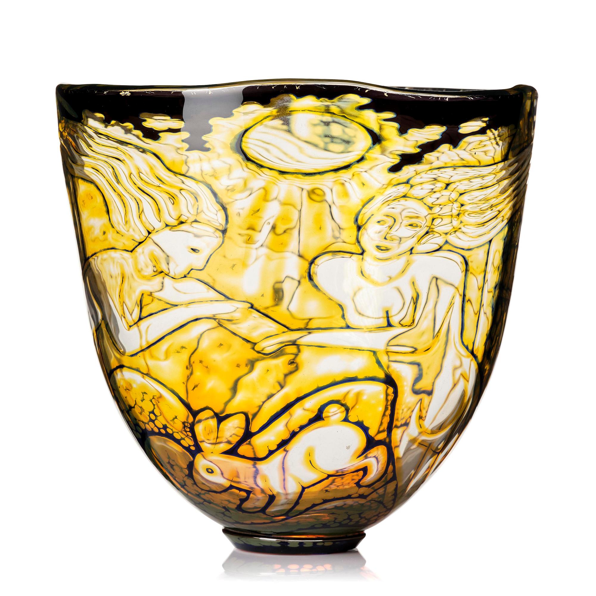 Eva Englund, a graal glass vase, Orrefors, Sweden 1980.