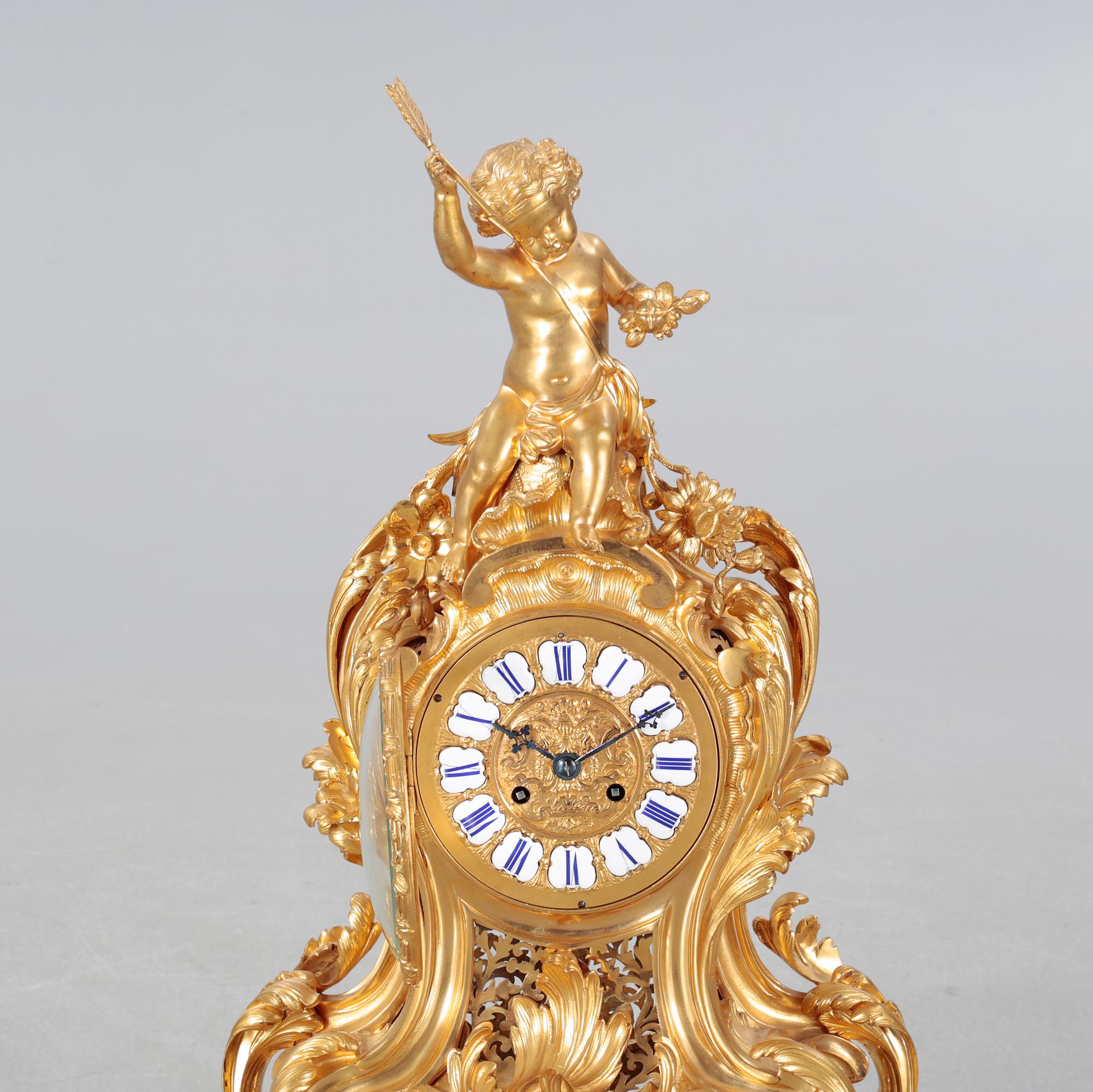 A table clock, clockwork marked "Vr PAILLARD A PARIS, RODIER A PARIS", mid/second half of the 19th century.