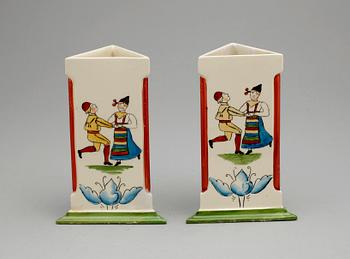 VASER, ett par, flintgods, "Daldansen", Rörstrand, 1900-talets början.