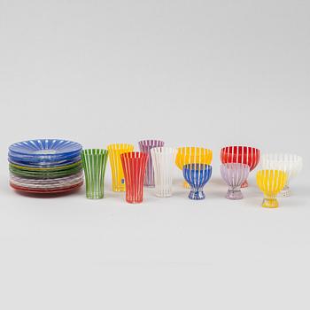 Bengt Orup, 45 pieces of a 'Strikt' glass service, Johansfors, Sweden, 1950's.